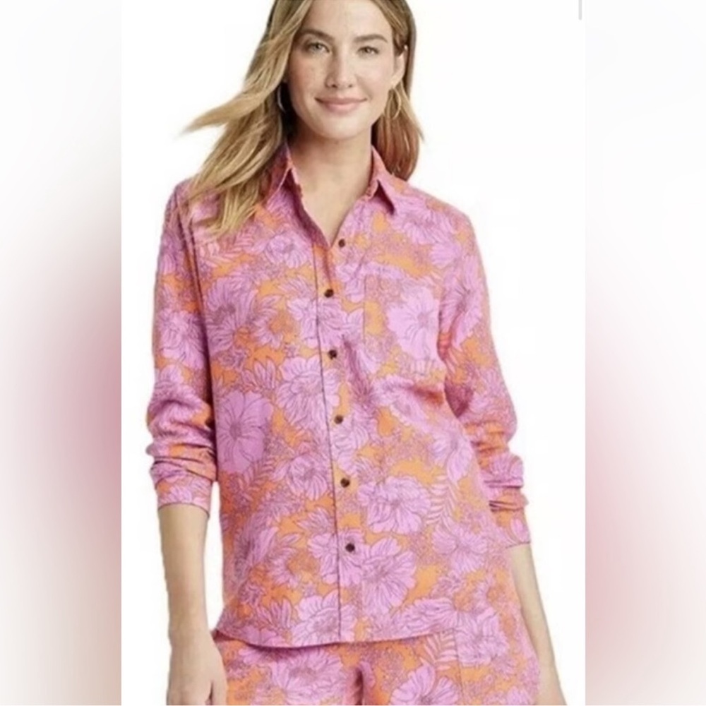 Universal Thread Long Sleeve Floral Pattern Butto… - image 7